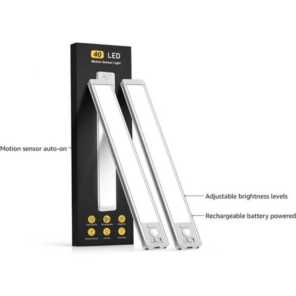 Under Cabinet Lights 40 LED Rechargeable Battery Operated Motion Sensor Light In